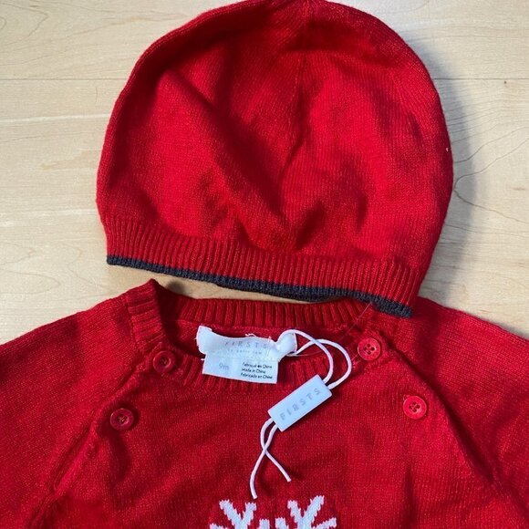 𝅺FIRSTS By Petit Lem One Piece W/ Hat Unisex Sleeper BNWOT Holiday Xmas - Picture 5 of 7